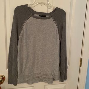 Two-toned Gray Sweater; Zipper Accents